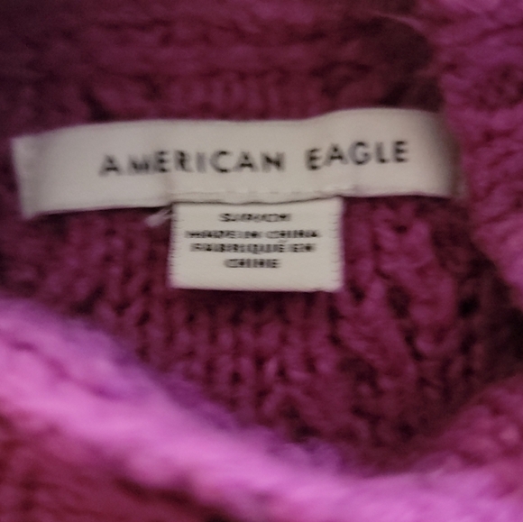 American Eagle Outfitters Purple Cable Knit Mock Neck Pullover Sweater Size S - Picture 6 of 6
